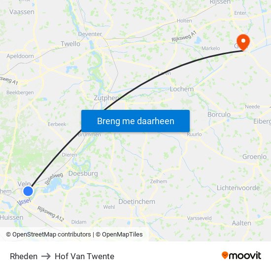 Rheden to Hof Van Twente map