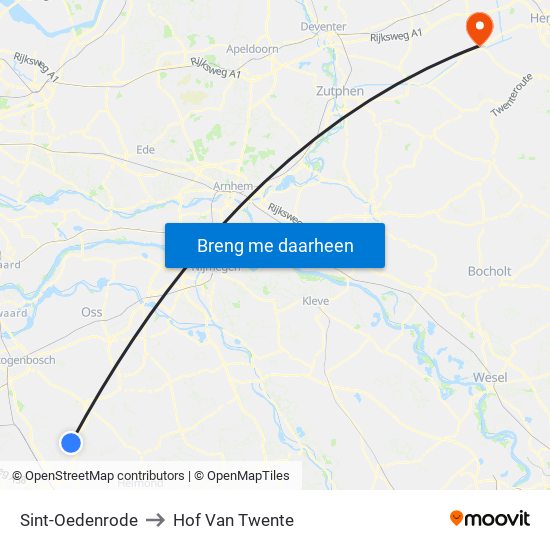 Sint-Oedenrode to Hof Van Twente map