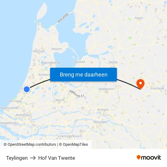 Teylingen to Hof Van Twente map