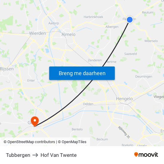 Tubbergen to Hof Van Twente map