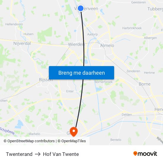 Twenterand to Hof Van Twente map