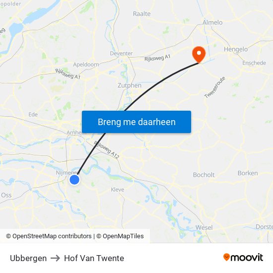 Ubbergen to Hof Van Twente map