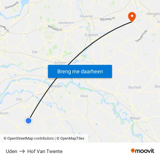 Uden to Hof Van Twente map