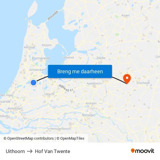 Uithoorn to Hof Van Twente map
