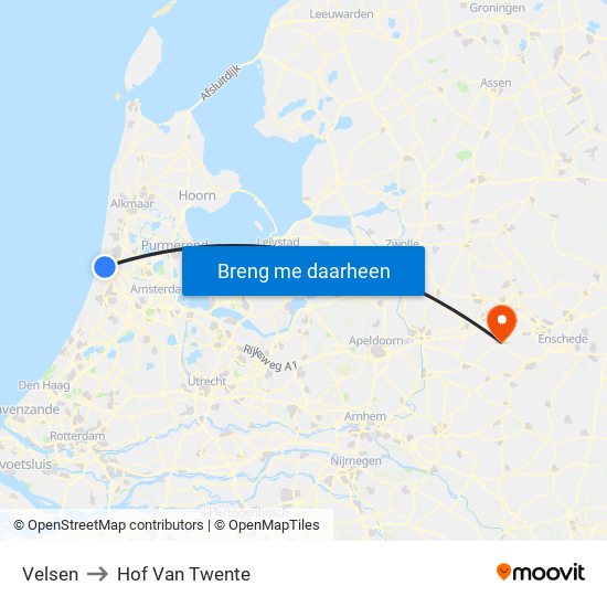 Velsen to Hof Van Twente map