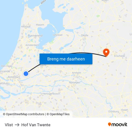 Vlist to Hof Van Twente map