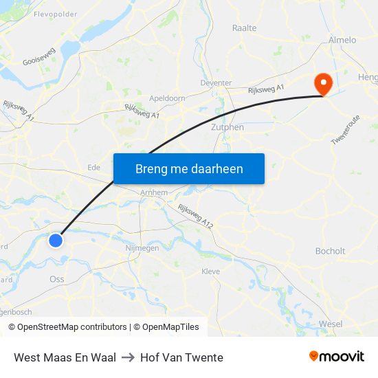 West Maas En Waal to Hof Van Twente map