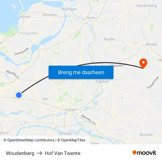 Woudenberg to Hof Van Twente map