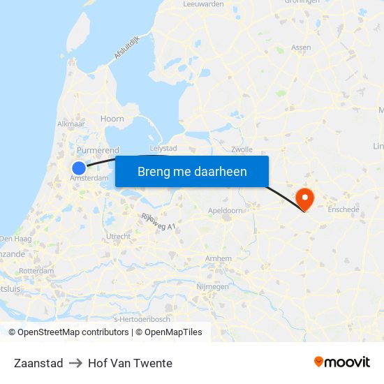 Zaanstad to Hof Van Twente map