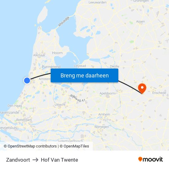 Zandvoort to Hof Van Twente map
