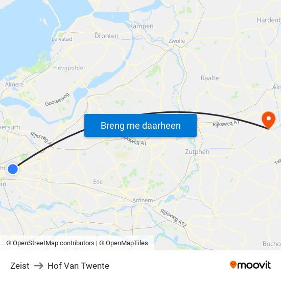 Zeist to Hof Van Twente map