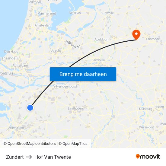Zundert to Hof Van Twente map