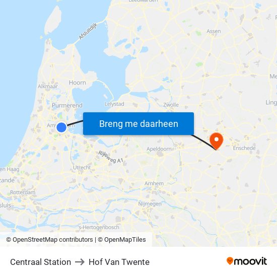 Centraal Station to Hof Van Twente map