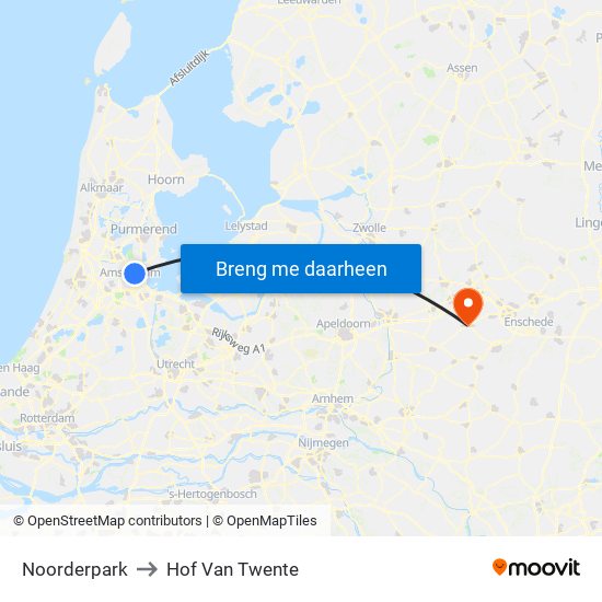 Noorderpark to Hof Van Twente map