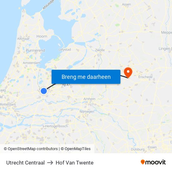 Utrecht Centraal to Hof Van Twente map