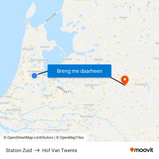 Station Zuid to Hof Van Twente map