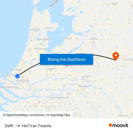 Delft to Hof Van Twente map