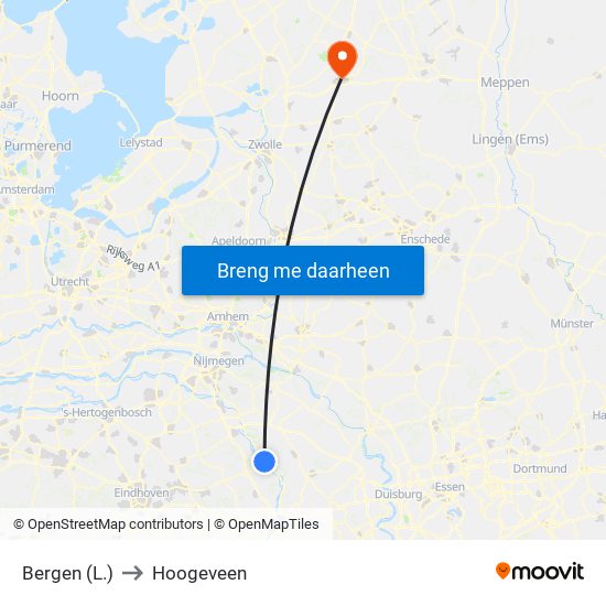 Bergen (L.) to Hoogeveen map