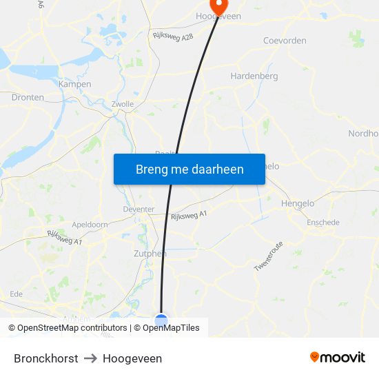 Bronckhorst to Hoogeveen map