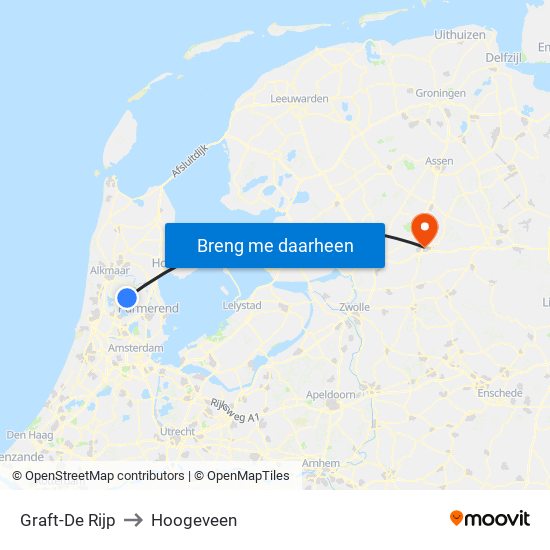 Graft-De Rijp to Hoogeveen map