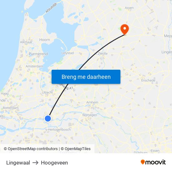 Lingewaal to Hoogeveen map