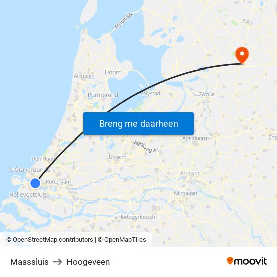 Maassluis to Hoogeveen map