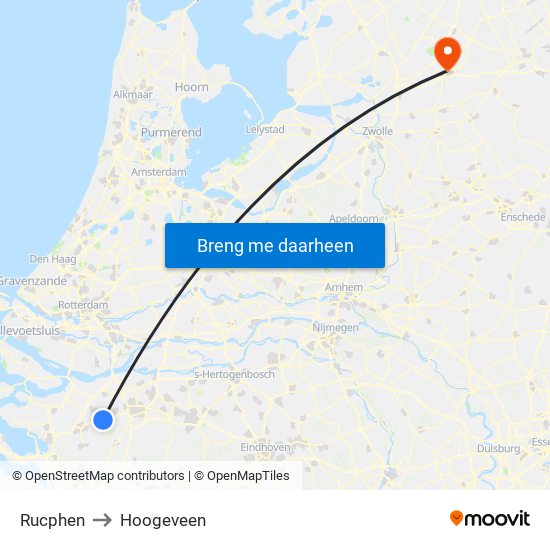 Rucphen to Hoogeveen map