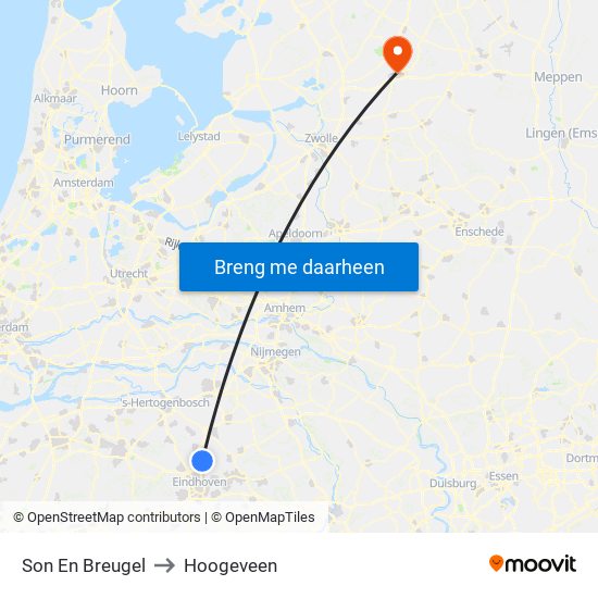 Son En Breugel to Hoogeveen map