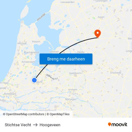 Stichtse Vecht to Hoogeveen map