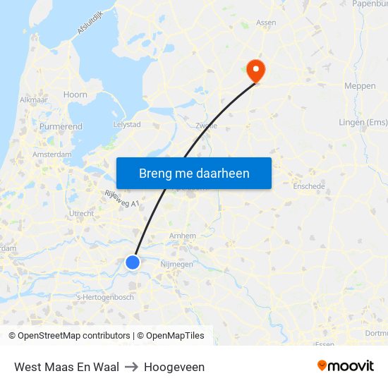 West Maas En Waal to Hoogeveen map