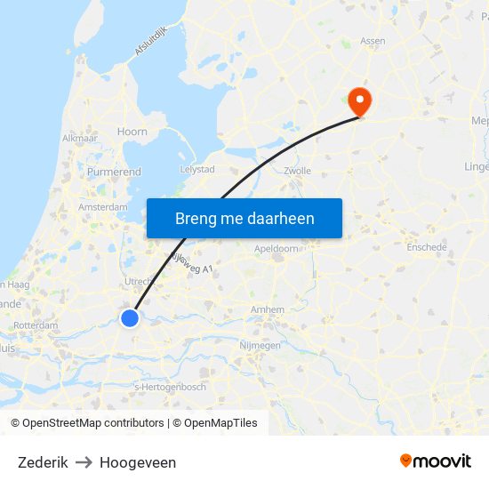 Zederik to Hoogeveen map