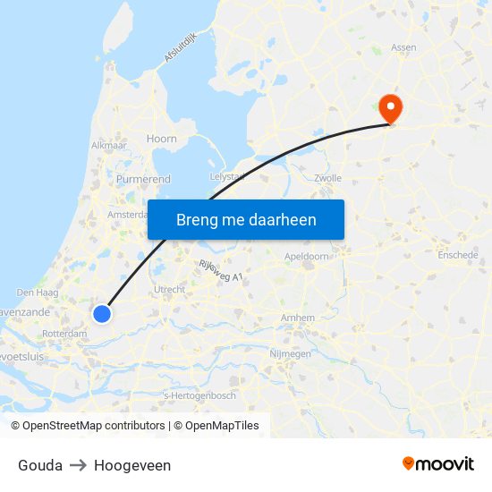 Gouda to Hoogeveen map