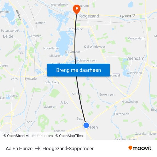 Aa En Hunze to Hoogezand-Sappemeer map