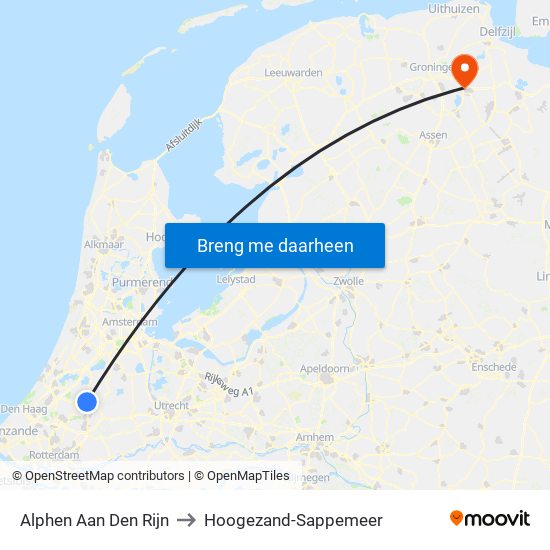Alphen Aan Den Rijn to Hoogezand-Sappemeer map