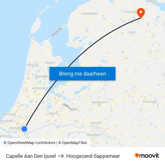 Capelle Aan Den Ijssel to Hoogezand-Sappemeer map