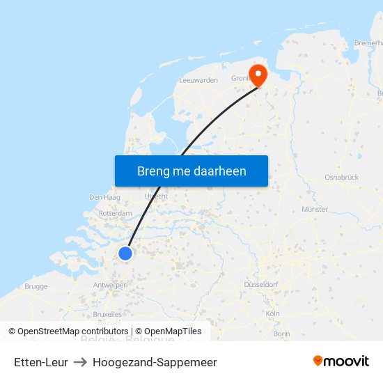 Etten-Leur to Hoogezand-Sappemeer map