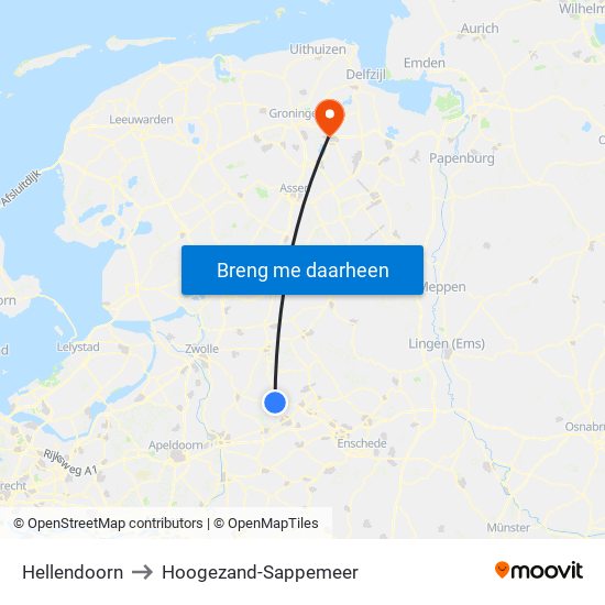 Hellendoorn to Hoogezand-Sappemeer map