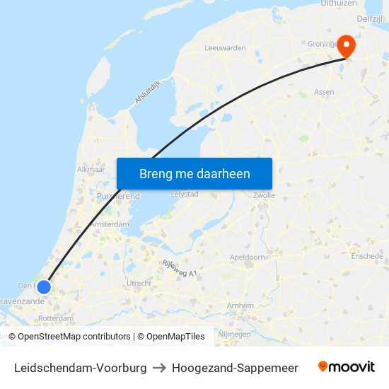 Leidschendam-Voorburg to Hoogezand-Sappemeer map