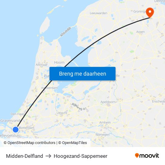 Midden-Delfland to Hoogezand-Sappemeer map