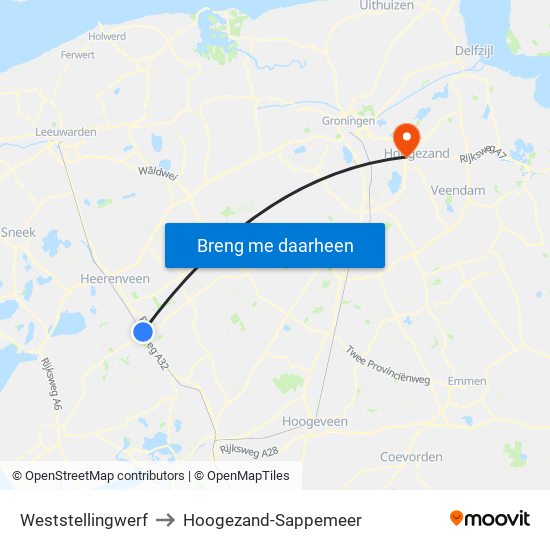 Weststellingwerf to Hoogezand-Sappemeer map