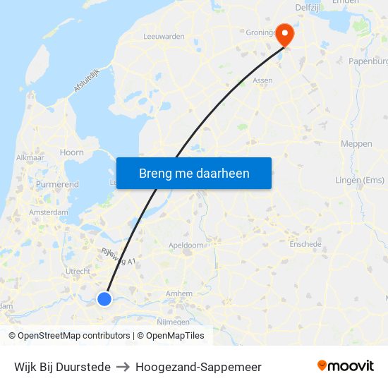 Wijk Bij Duurstede to Hoogezand-Sappemeer map