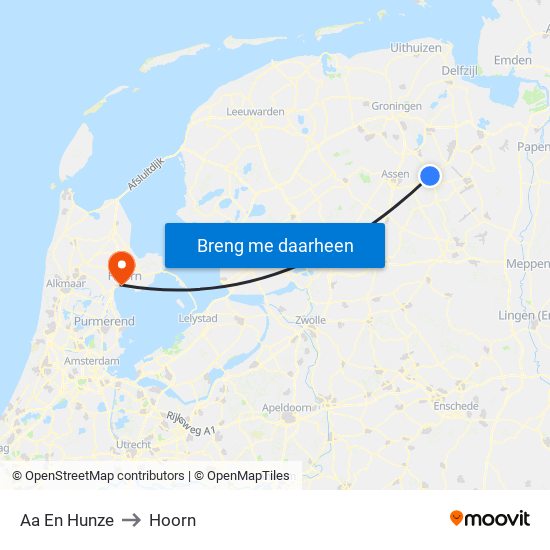 Aa En Hunze to Hoorn map