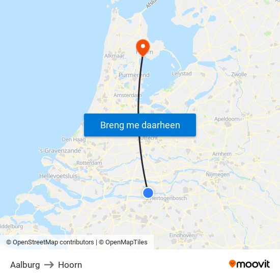 Aalburg to Hoorn map