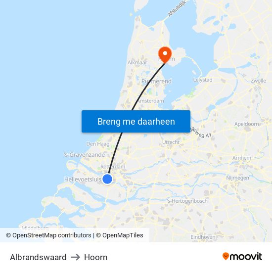 Albrandswaard to Hoorn map