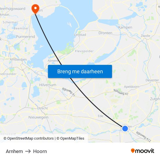 Arnhem to Hoorn map