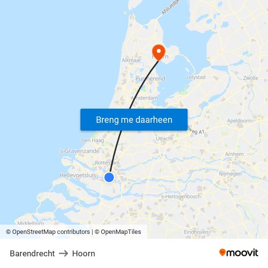 Barendrecht to Hoorn map