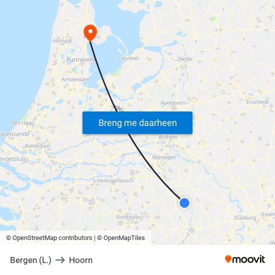 Bergen (L.) to Hoorn map
