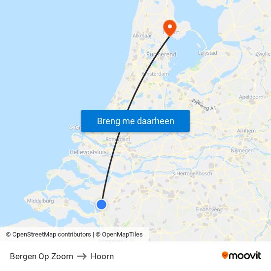 Bergen Op Zoom to Hoorn map