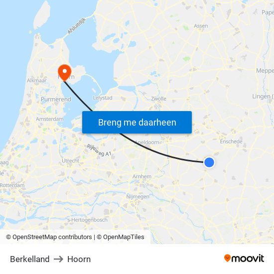 Berkelland to Hoorn map
