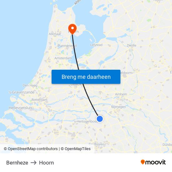 Bernheze to Hoorn map